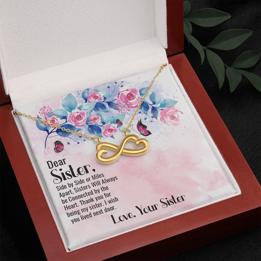 To My Sister - Connected By Heart - Rose Butterfly Necklace