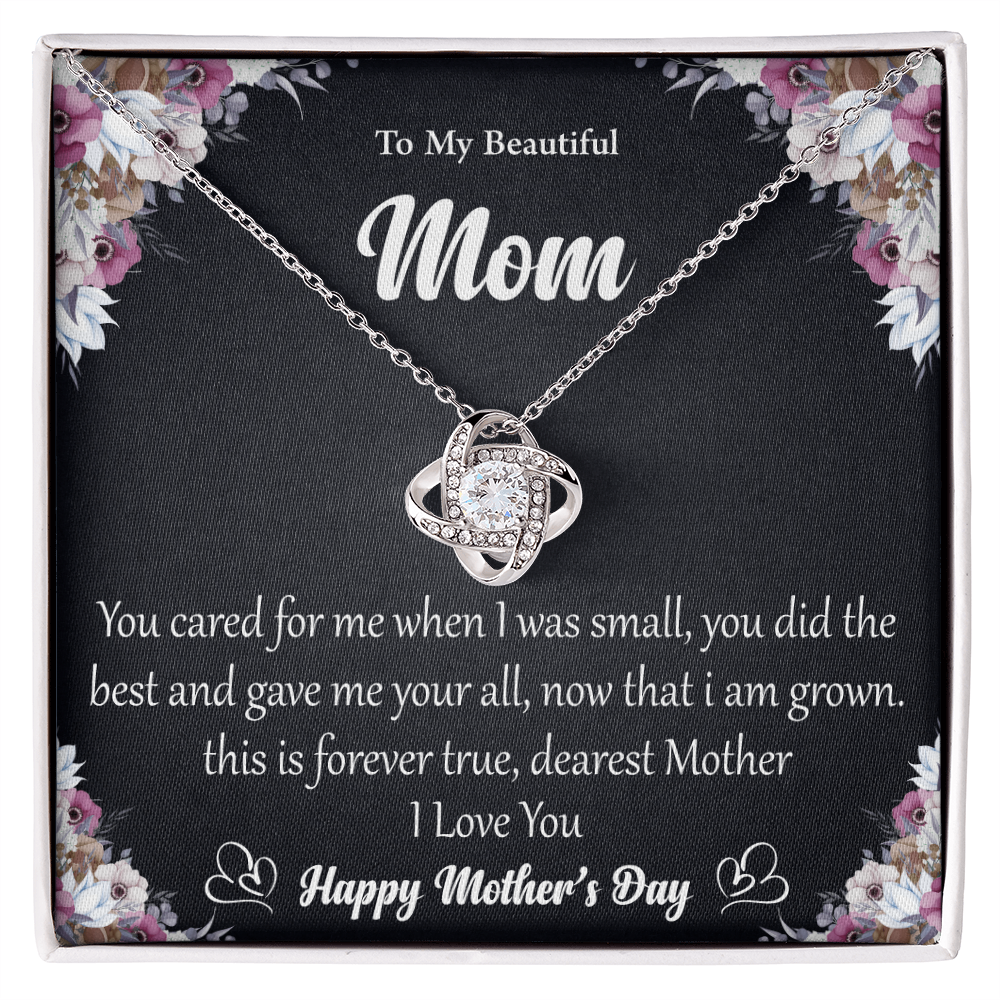To My Beautiful Mom - Eternal Love Knot Necklace - Mother's Day Gift