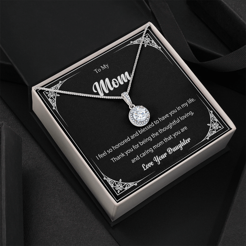 To My Mom - Blessed to Have You - Elegant Message Card Necklace