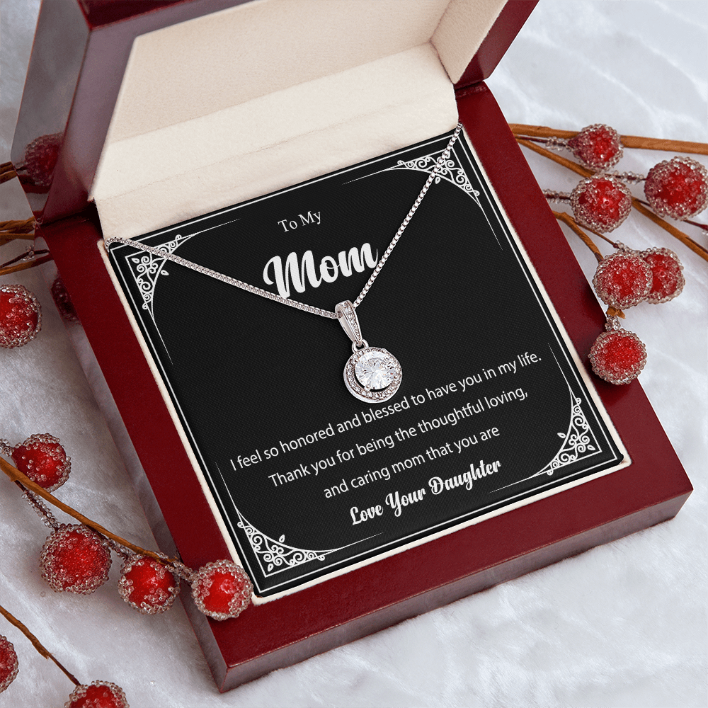 To My Mom - Blessed to Have You - Elegant Message Card Necklace