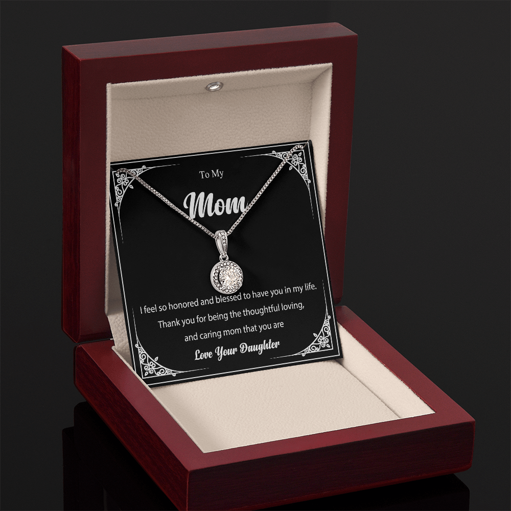 To My Mom - Blessed to Have You - Elegant Message Card Necklace