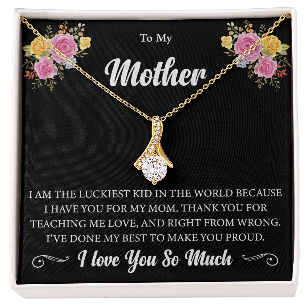 To My Mother - Luckiest Kid In The World - Ribbon Pendant Gift Set