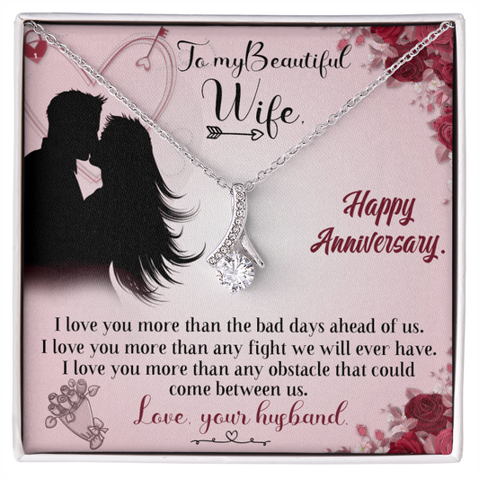To My Beautiful Wife - Eternal Love Promise - Ribbon Pendant Necklace