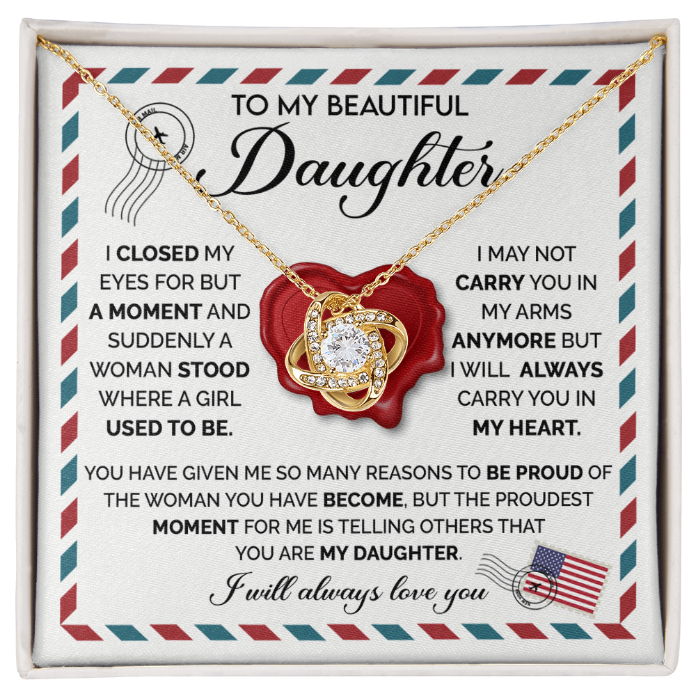 To My Beautiful Daughter - Wax Seal Heart Necklace - Sentimental Gift