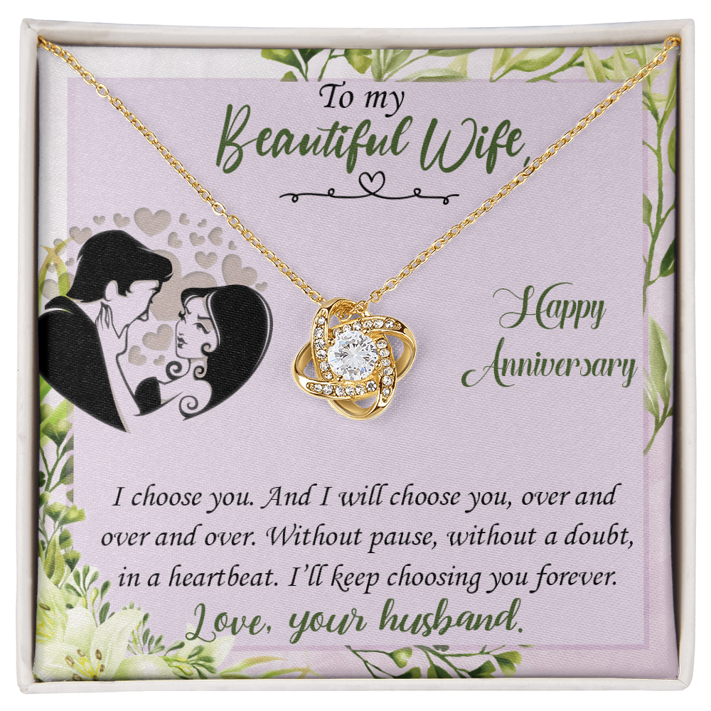 To My Beautiful Wife - Forever Choice - Anniversary Love Knot Necklace