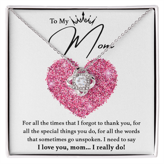 To My Mom - Sparkling Heart Necklace - Thoughtful Gift
