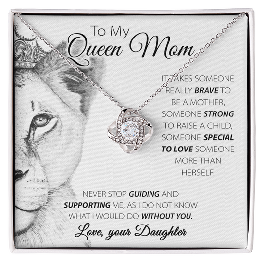 To My Queen Mom - Majestic Lioness Crown Necklace - Daughter Gift