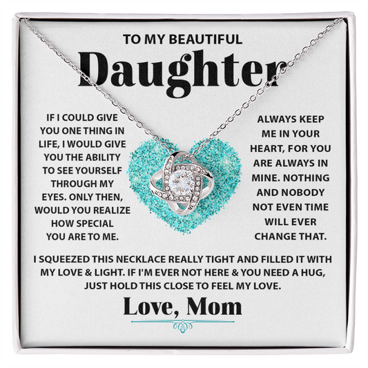 To My Beautiful Daughter - Mother's Love Heart Necklace - Gift Set