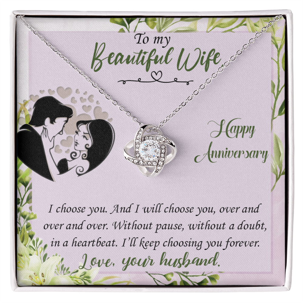 To My Beautiful Wife - Forever Choice - Anniversary Love Knot Necklace