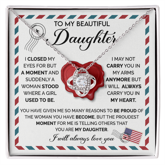 To My Beautiful Daughter - Wax Seal Heart Necklace - Sentimental Gift
