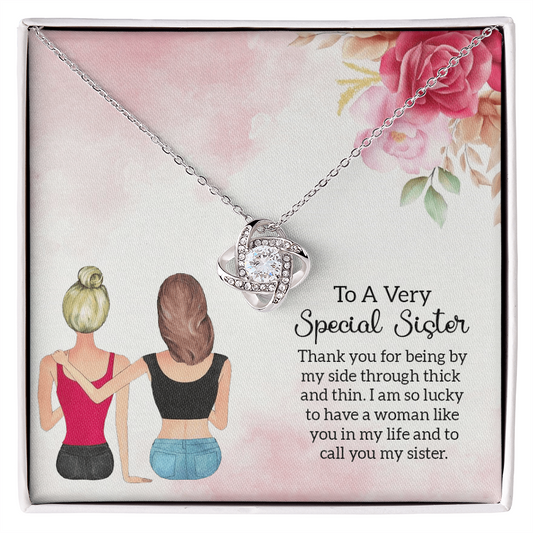 To My Special Sister - Eternal Bond Love Knot Necklace - Gift Set