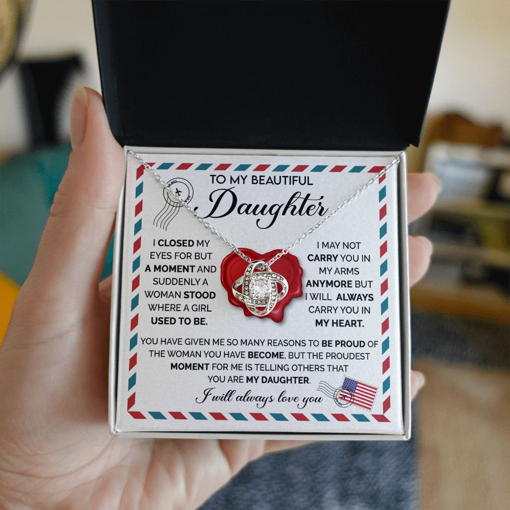 To My Beautiful Daughter - Wax Seal Heart Necklace - Sentimental Gift