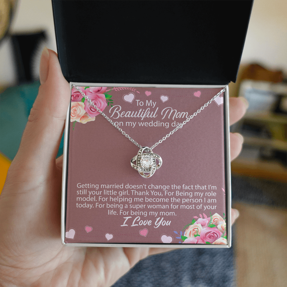 To My Beautiful Mom - Wedding Day Love Knot Necklace