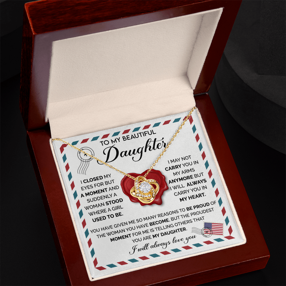 To My Beautiful Daughter - Wax Seal Heart Necklace - Sentimental Gift