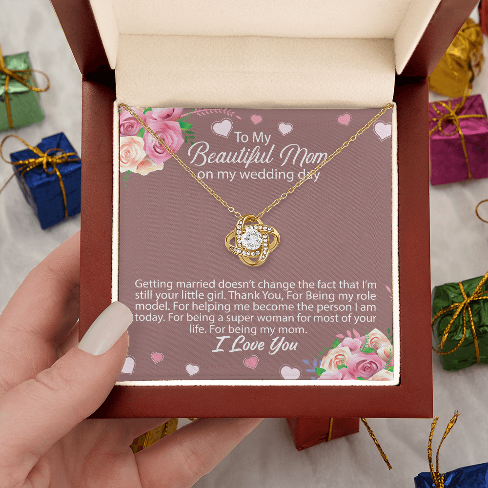 To My Beautiful Mom - Wedding Day Love Knot Necklace