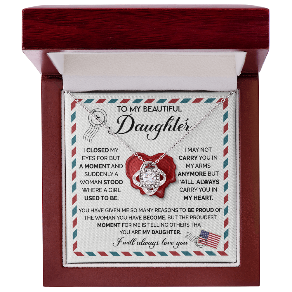 To My Beautiful Daughter - Wax Seal Heart Necklace - Sentimental Gift