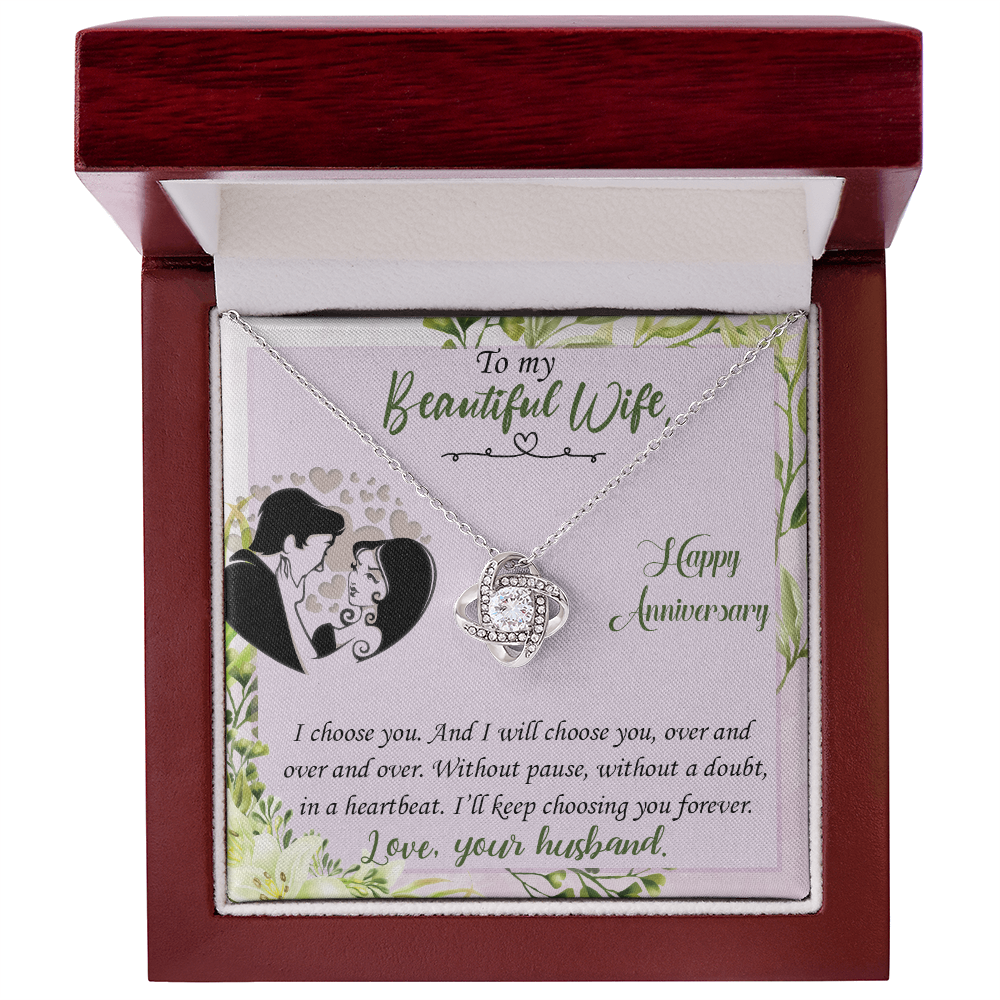 To My Beautiful Wife - Forever Choice - Anniversary Love Knot Necklace