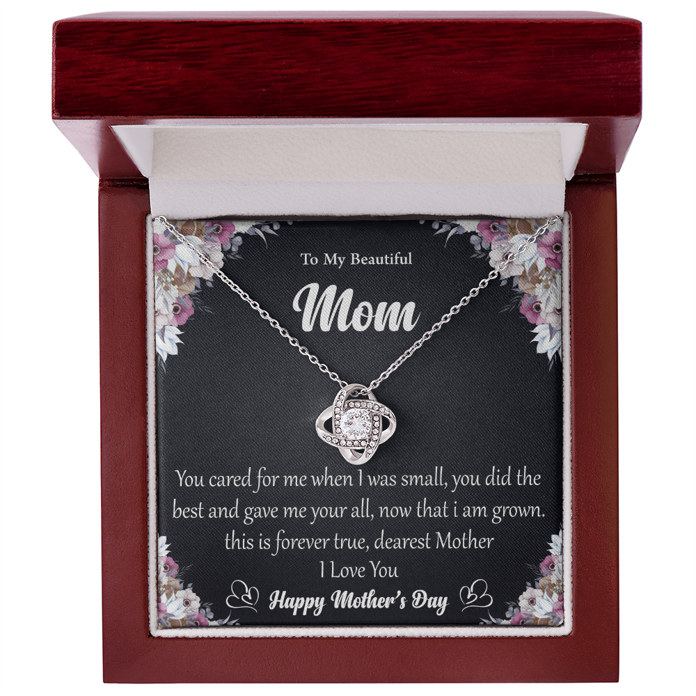 To My Beautiful Mom - Eternal Love Knot Necklace - Mother's Day Gift