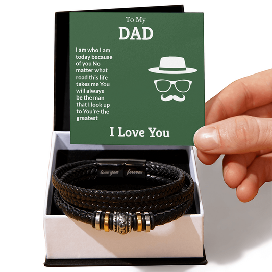 To My Dad - Forever My Hero - Premium Leather Steel Bracelet Gift Set