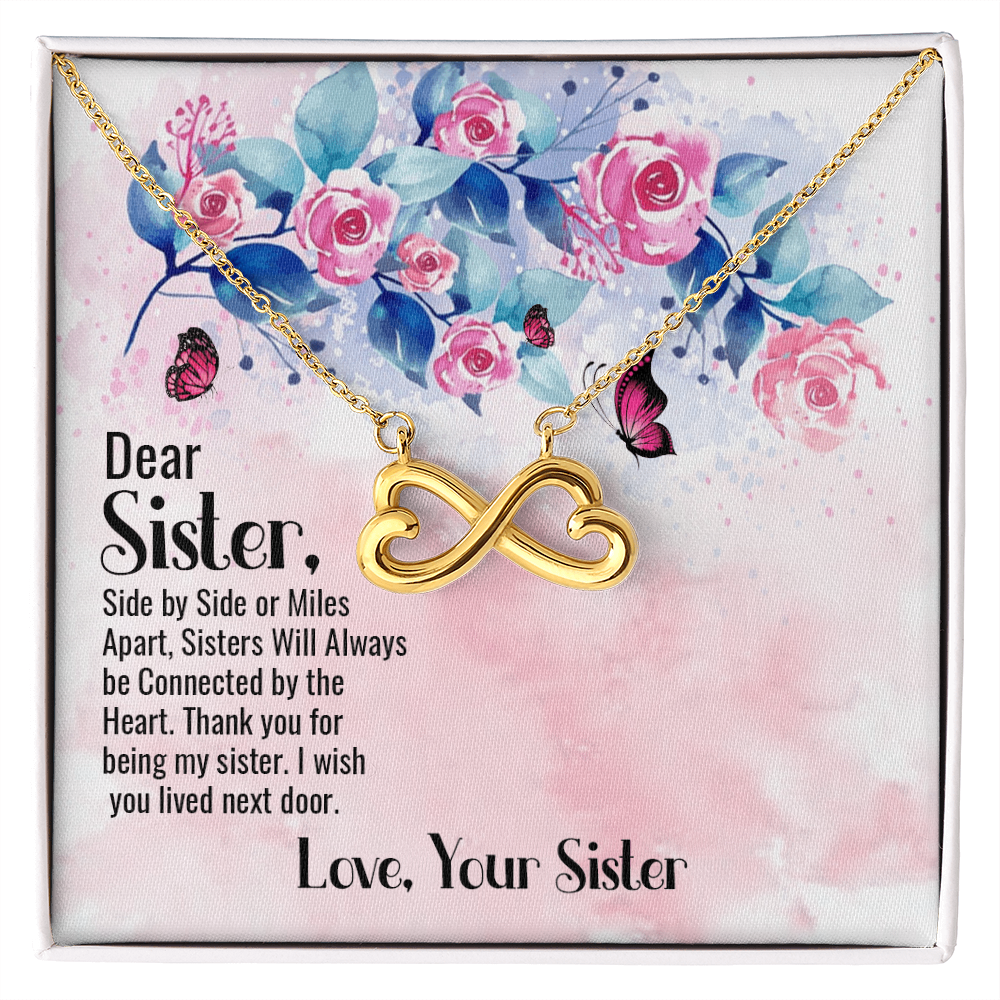 To My Sister - Connected By Heart - Rose Butterfly Necklace