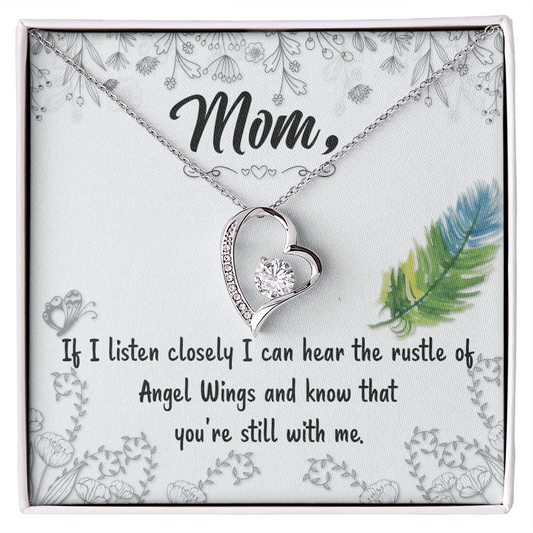 To My Mom - Angel Wings Memorial Pendant - Remembrance Necklace