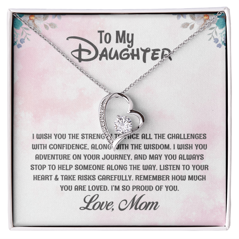 To My Daughter - Strength & Wisdom - Message Card Necklace Gift