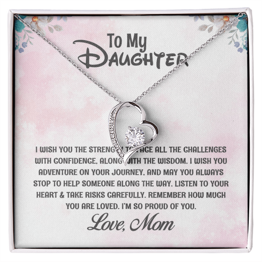 To My Daughter - Strength & Wisdom - Message Card Necklace Gift