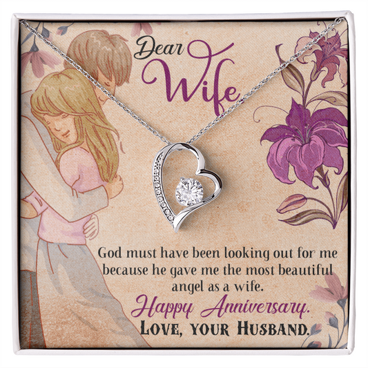 To My Wife - Beautiful Angel - Forever Love Heart Necklace
