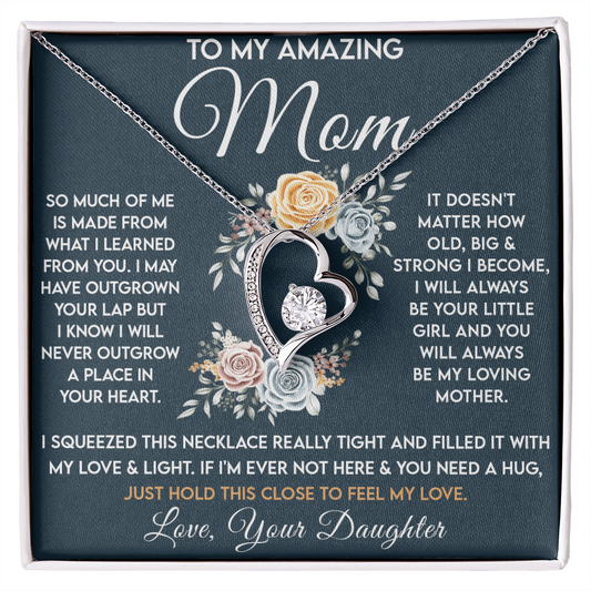 To My Mom - Forever Your Little Girl - Heart Pendant Necklace