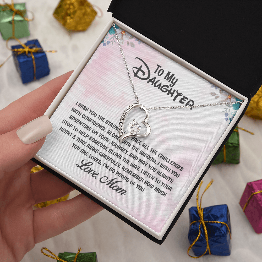 To My Daughter - Strength & Wisdom - Message Card Necklace Gift