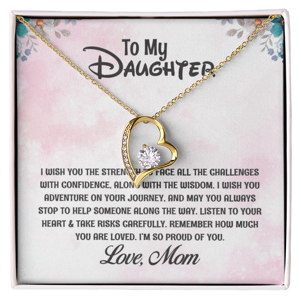 To My Daughter - Strength & Wisdom - Message Card Necklace Gift